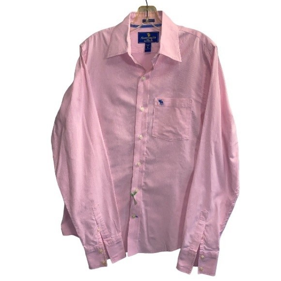 Abercrombie & Fitch Shirt button up long sleeve Casual pink 100% Cotton size M - Picture 2 of 12
